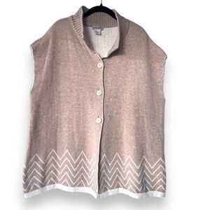 Note di Anita Cream/Tan Wool Cashmere Blend Oversized Cardigan Sweater Vest